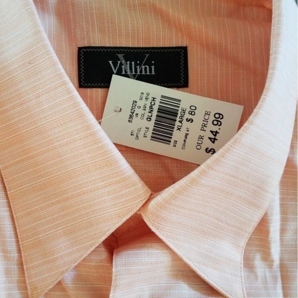 Villini Short Sleeve Button Down Shirt Peach Extra Large - Picture 4 of 5